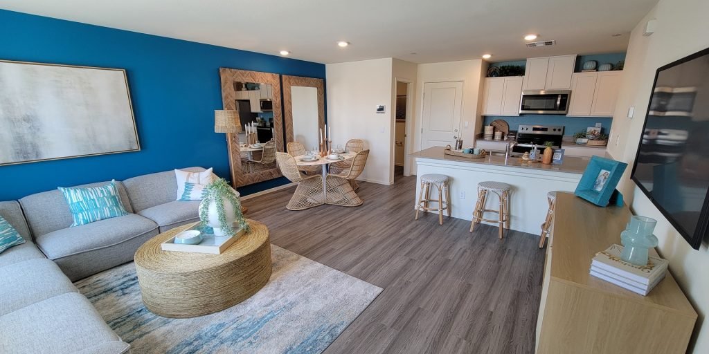 living room in kalea trails new home build in las vegas nevada